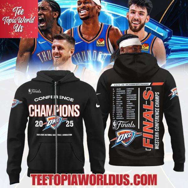 2024-25 Oklahoma City Thunder Finals Western Conference Champs Black T-Shirt, Hoodie