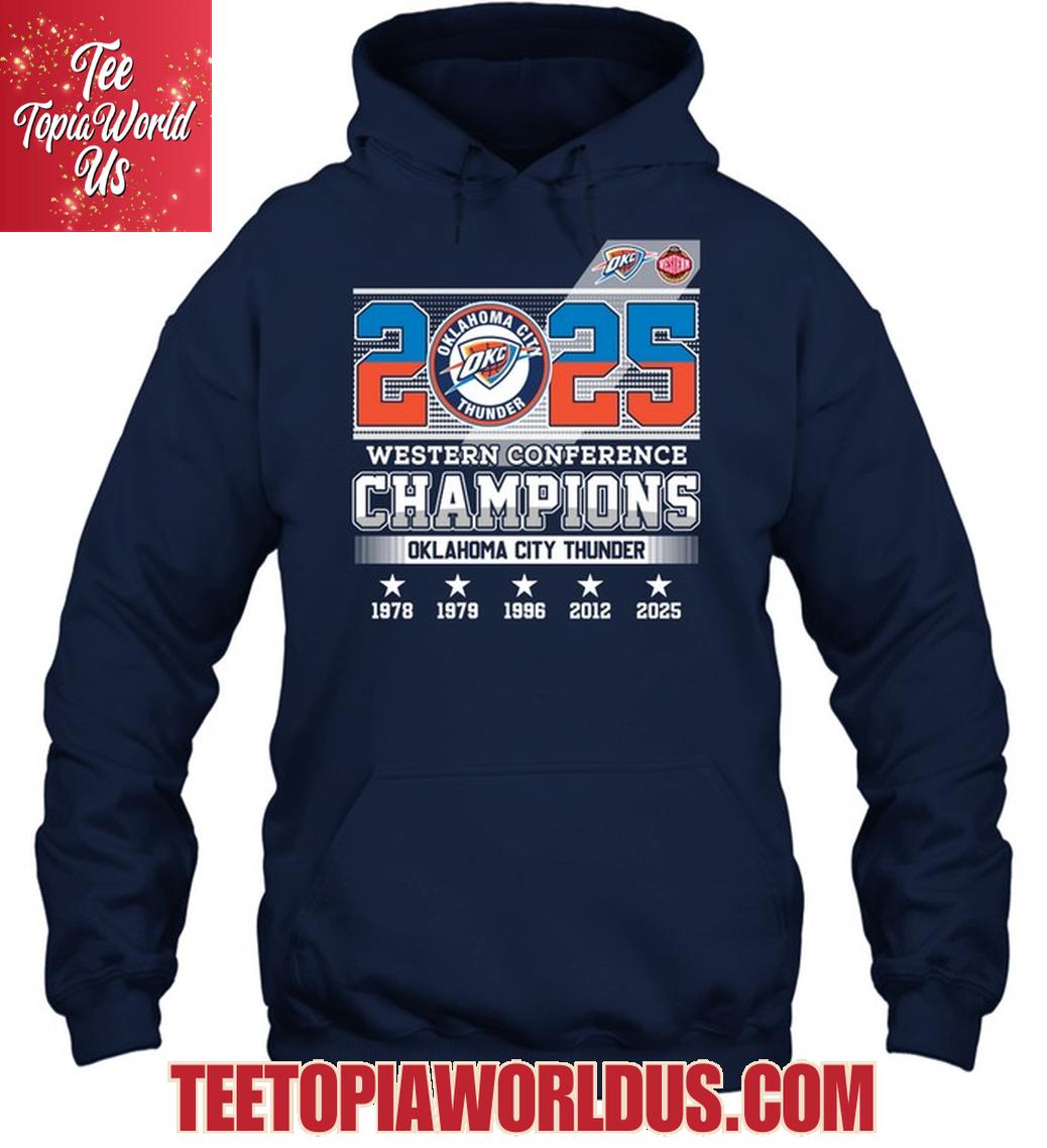 2025 Western Conference Champions Oklahoma City Thunder T-Shirt 2025 Western Conference Champions Oklahoma City Thunder T-Shirt