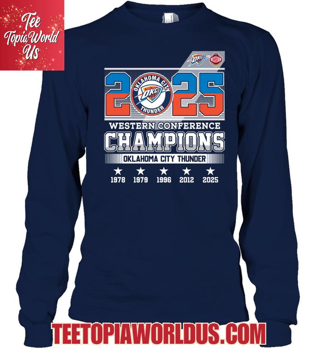 2025 Western Conference Champions Oklahoma City Thunder T-Shirt 2025 Western Conference Champions Oklahoma City Thunder T-Shirt