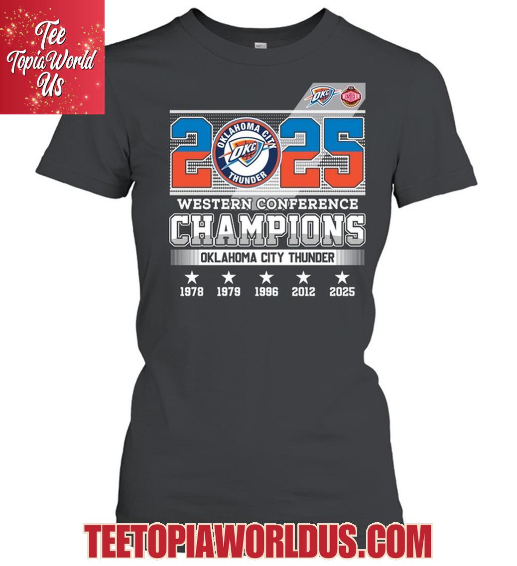 2025 Western Conference Champions Oklahoma City Thunder T-Shirt 2025 Western Conference Champions Oklahoma City Thunder T-Shirt