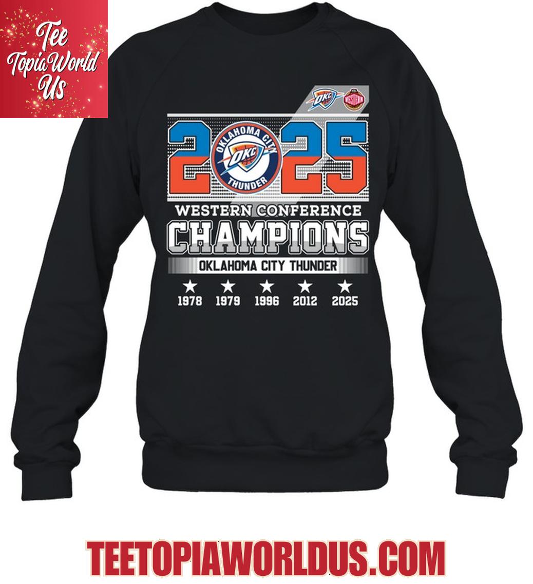 2025 Western Conference Champions Oklahoma City Thunder T-Shirt 2025 Western Conference Champions Oklahoma City Thunder T-Shirt