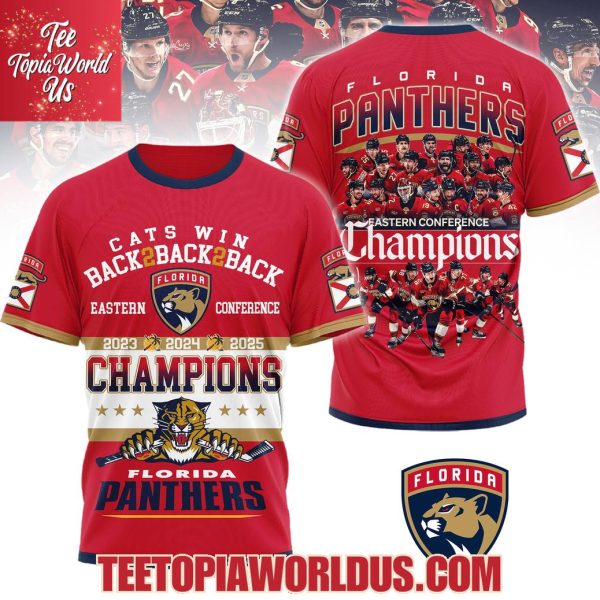 Cats Win Back 2 Back 2 Back Eastern Conference 2023 2024 2025 Champions Florida Panthers T-Shirt, Hoodie, Cap