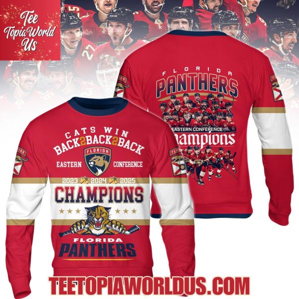 Cats Win Back 2 Back 2 Back Eastern Conference 2023 2024 2025 Champions Florida Panthers T-Shirt, Hoodie, Cap