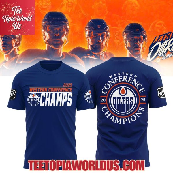 Edmonton Oilers 2025 Western Conference Champions Navy T-Shirt, Hoodie