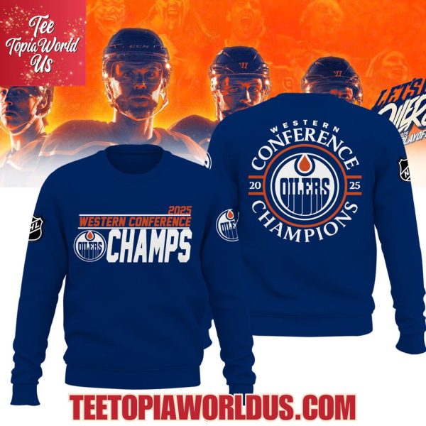 Edmonton Oilers 2025 Western Conference Champions Navy T-Shirt, Hoodie