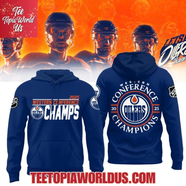 Edmonton Oilers 2025 Western Conference Champions Navy T-Shirt, Hoodie