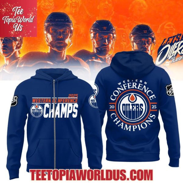 Edmonton Oilers 2025 Western Conference Champions Navy T-Shirt, Hoodie