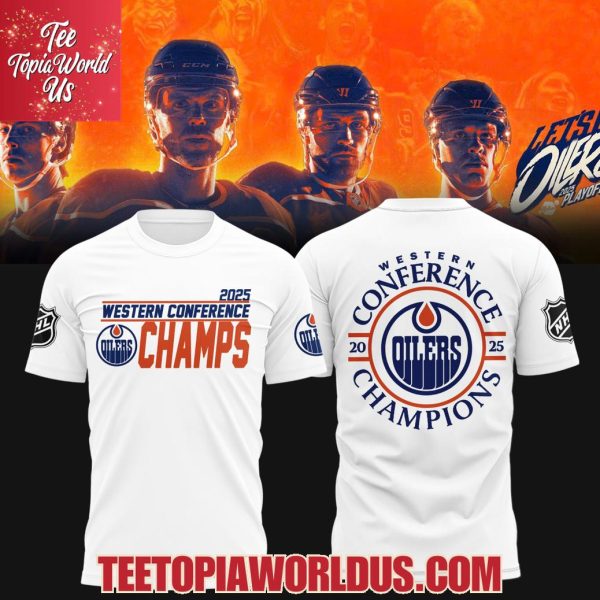 Edmonton Oilers 2025 Western Conference Champions White T-Shirt, Hoodie