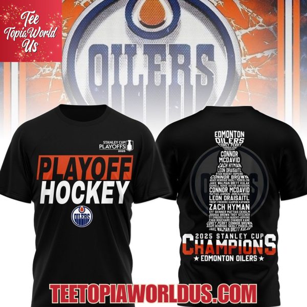 2025 Stanley Cup Champions Edmonton Oilers Black T-Shirt, Hoodie
