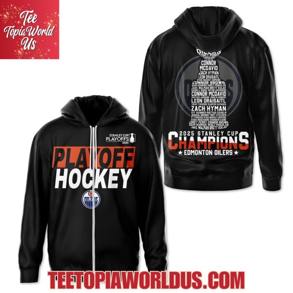 2025 Stanley Cup Champions Edmonton Oilers Black T-Shirt, Hoodie