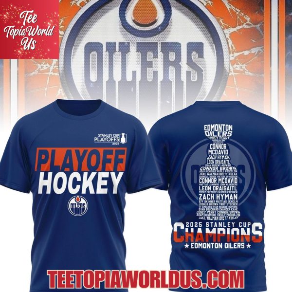 2025 Stanley Cup Champions Edmonton Oilers Blue T-Shirt, Hoodie