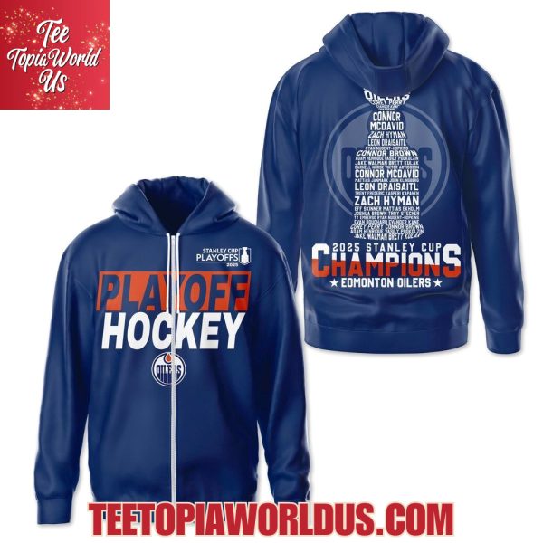 2025 Stanley Cup Champions Edmonton Oilers Blue T-Shirt, Hoodie