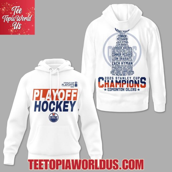2025 Stanley Cup Champions Edmonton Oilers White T-Shirt, Hoodie
