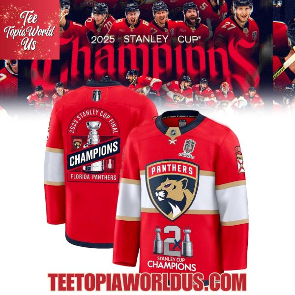 2x 2025 Stanley Cup Final Champions Florida Panthers Hockey Jersey