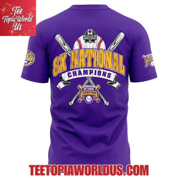 8x National Champions LSU Tigers 2025 T-Shirt, Cap