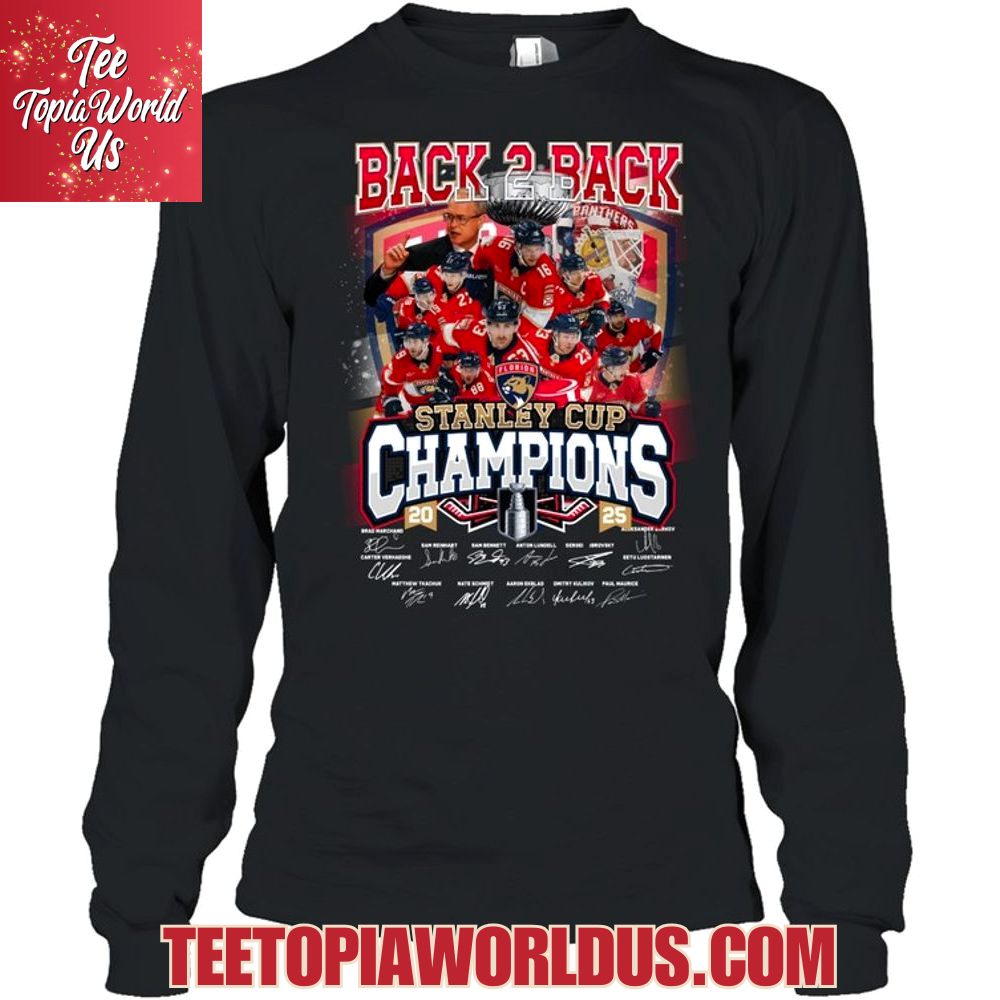 Back 2 Back Stanley Cup Champions 2025 Florida Panthers T-Shirt Back 2 Back Stanley Cup Champions 2025 Florida Panthers T-Shirt