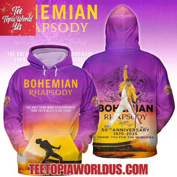 Bohemian Rhapsody 50th Anniversary 1975-2025 Thank You For The Memories T-Shirt, Hoodie