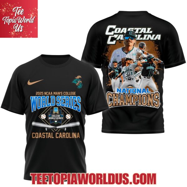 Coastal Carolina 2025 NCAA Man’s College World Series National Champions Black T-Shirt, Hoodie