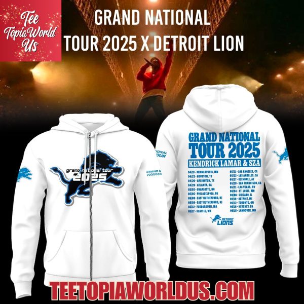 Detroit Lions Grand National Tour 2025 Kendrick Lamar & SZA White T-Shirt, Hoodie