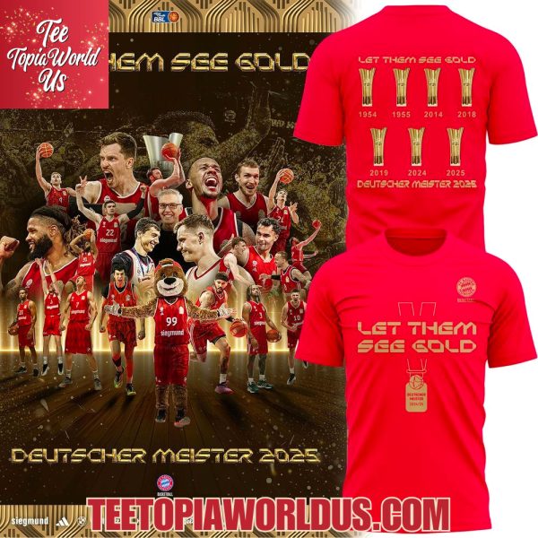 FC Bayern Basketball BBL Champions 2025 Red Tshirt, Hoodie