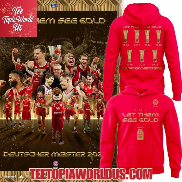 FC Bayern Basketball BBL Champions 2025 Red Tshirt, Hoodie