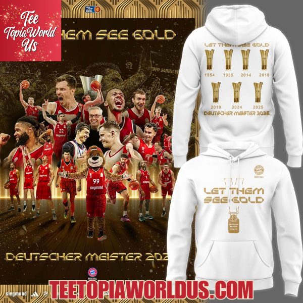 FC Bayern Basketball BBL Champions 2025 White Tshirt, Hoodie