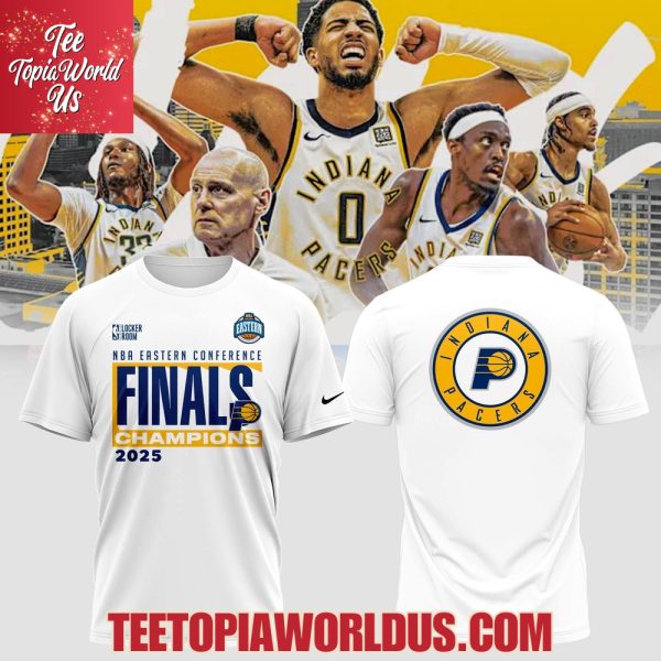 Indiana Pacers NBA Eastern Conferrence Finals Champions 2025 White T-Shirt, Hoodie