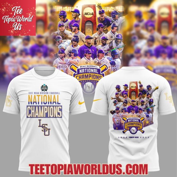 LSU Tigers 2025 NCAA Baseball National Champions White Hoodie, T-Shirt, Cap