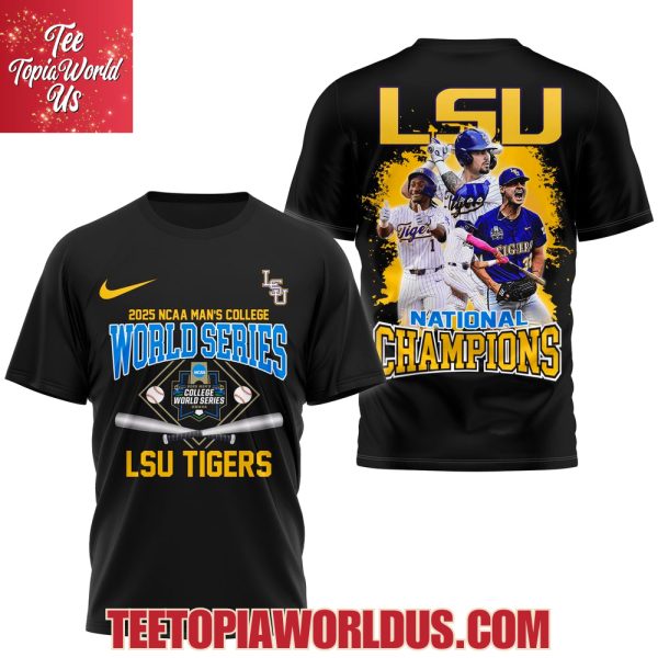LSU Tigers 2025 NCAA Man’s College World Series National Champions Black T-Shirt, Hoodie