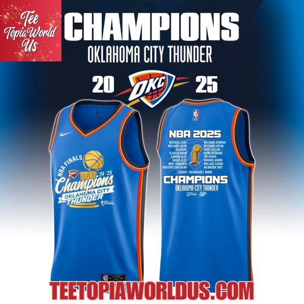 NBA Finals 2025 Champions Oklahoma City Thunder Basketball Jersey