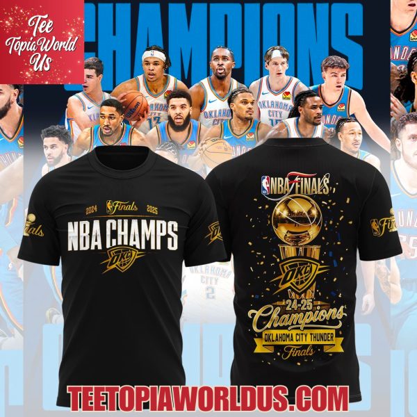 NBA Finals 24-25 Champions Oklahoma City Thunder Black T-Shirt, Hoodie