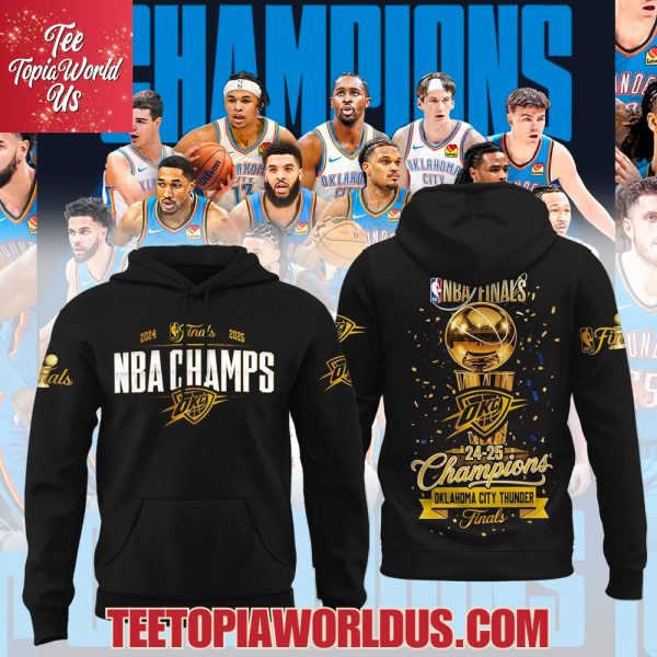 NBA Finals 24-25 Champions Oklahoma City Thunder Black T-Shirt, Hoodie