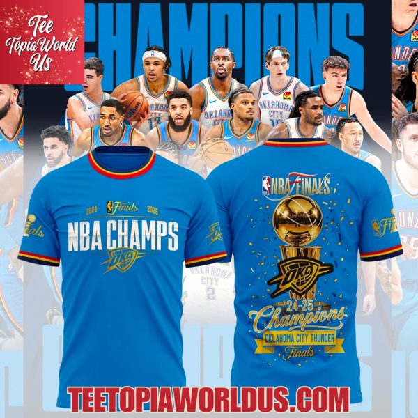 NBA Finals 24-25 Champions Oklahoma City Thunder Blue T-Shirt, Hoodie