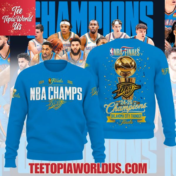 NBA Finals 24-25 Champions Oklahoma City Thunder Blue T-Shirt, Hoodie