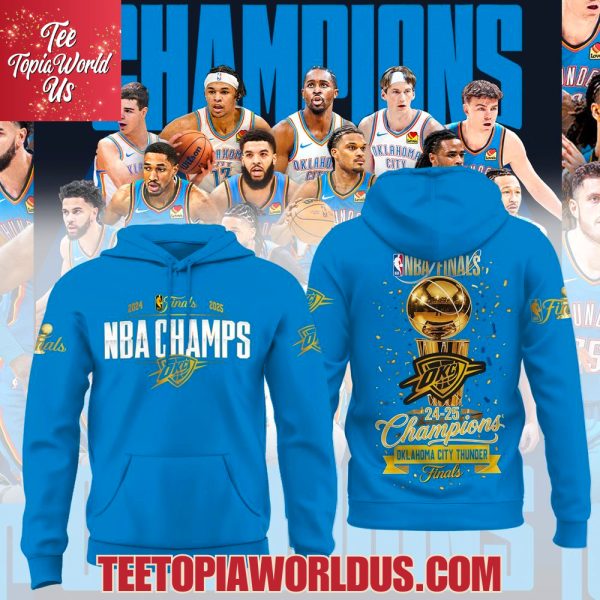 NBA Finals 24-25 Champions Oklahoma City Thunder Blue T-Shirt, Hoodie