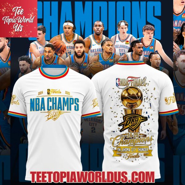 NBA Finals 24-25 Champions Oklahoma City Thunder White T-Shirt, Hoodie