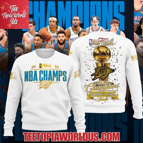 NBA Finals 24-25 Champions Oklahoma City Thunder White T-Shirt, Hoodie