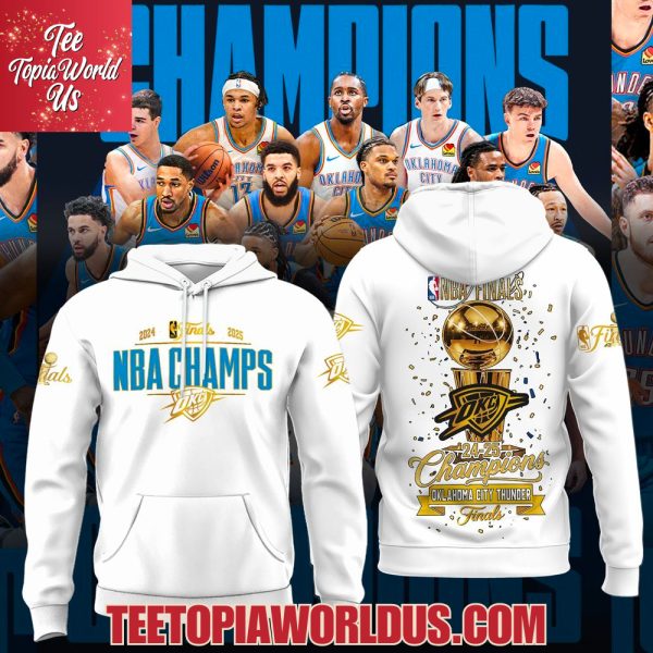 NBA Finals 24-25 Champions Oklahoma City Thunder White T-Shirt, Hoodie