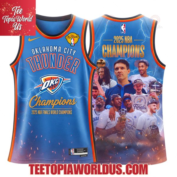 Oklahoma City Thunder 2025 NBA Finals World Champions 3D Basketball Jersey