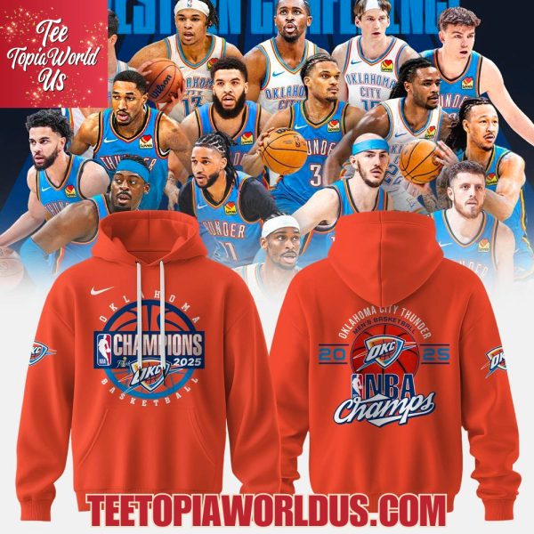 Oklahoma City Thunder Men’s Basketball 2025 NBA Champs Orange T-Shirt, Hoodie