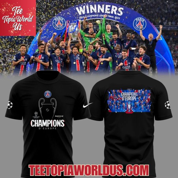 PSG Champions D’Europe 2025 T-Shirt, Cap