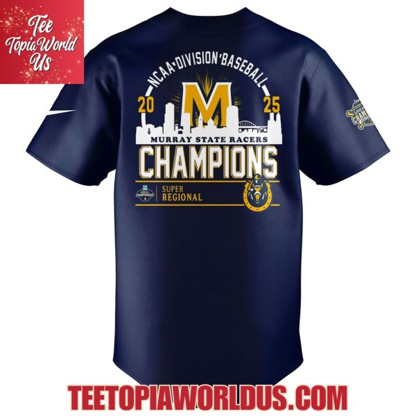 Special 2025 Super Regional Champions Murray State Baseball Jersey – Navy