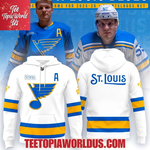 St. Louis Blues 2025 Uniform White Hoodie