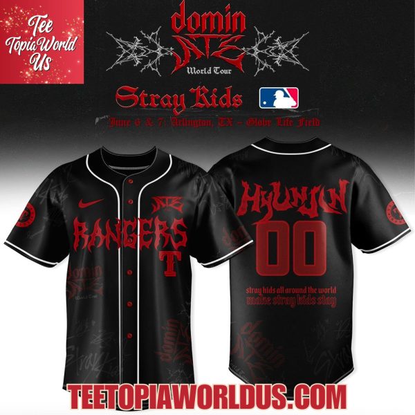 Texas Rangers x Stray Kids Dominate Word tour 2025 Jersey