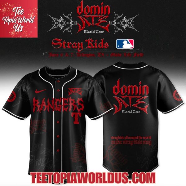 Texas Rangers x Stray Kids Dominate Word tour 2025 Jersey