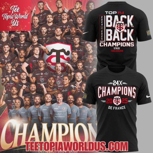 Top 14 Back To Back To Back Champions Stade Toulousain T-Shirt