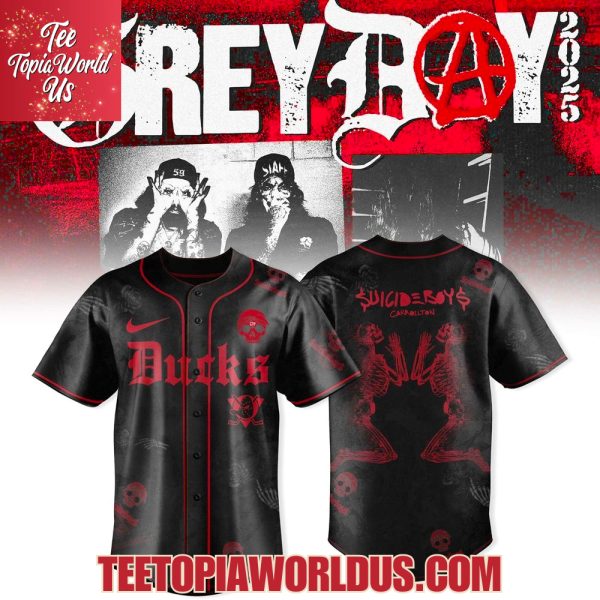 Anaheim Ducks x $uicideboy$ Grey Day Tour Merch 2025 Baseball Jersey