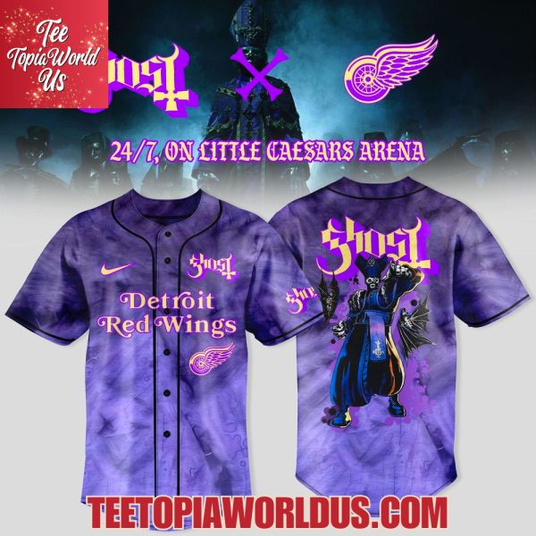 Detroit Red Wings x Ghost World Tour 2025 Baseball Jersey