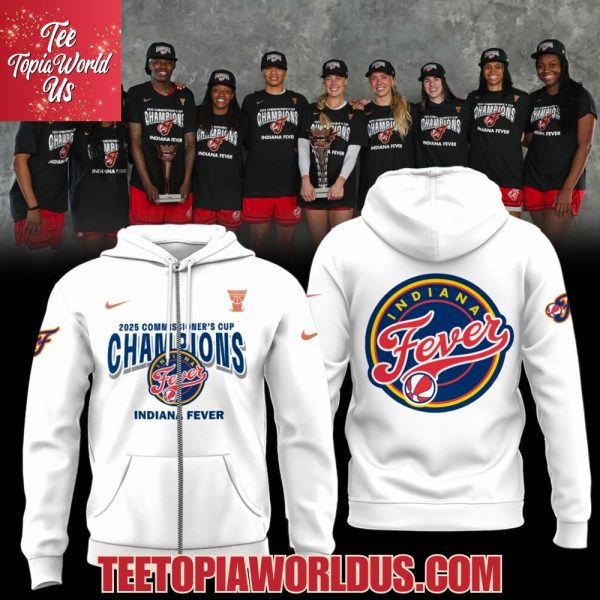 Indiana Fever 2025 WNBA Commissioner’s Cup Champions White Hoodie