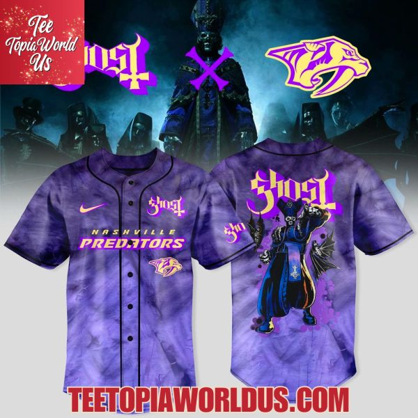 Nashville Predators x Ghost Band World Tour Merch 2025 Baseball Jersey